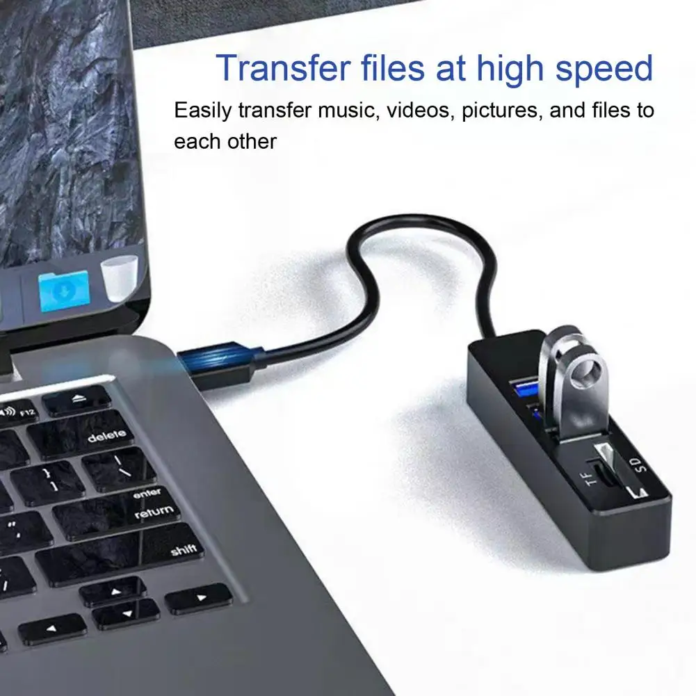 USB Hub 5-in-1 Multifunctional Driver-free Universal Wide Compatibility High-speed Transmission Portable USB 2.0 Hub Splitter SD