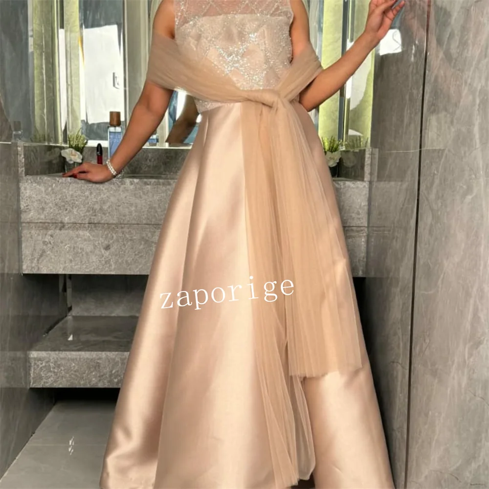 Customized Matching Pattern Pleat A-line Jewel Long Dresses Bespoke Occasion  Intricate High Quality