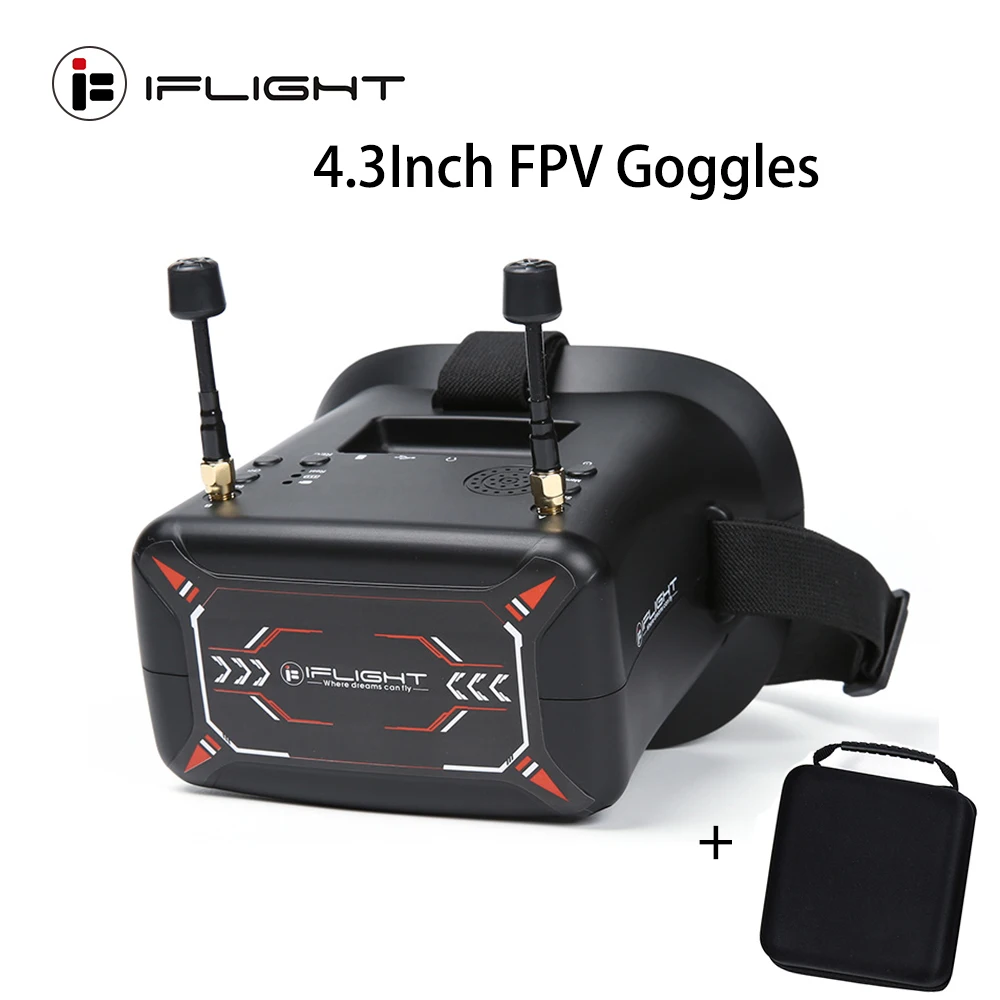 IFlight 4,3 inch FPV-bril NTSC 40CH 5,8GHz met DVR-functie Ingebouwde 3,7V / 2000mAh-batterij / 5,8GHz 40-kanaals ontvanger voor FPV Drone