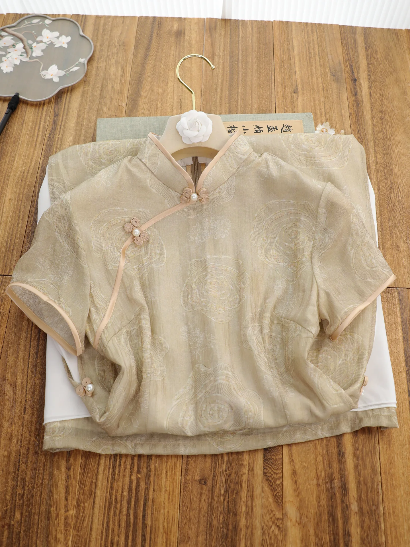 Young Women's Daily Wear Vintage Chinese Style Qipao Dress Summer New Arrival Elegantly Simple Long Slit Short Sleeve Floral