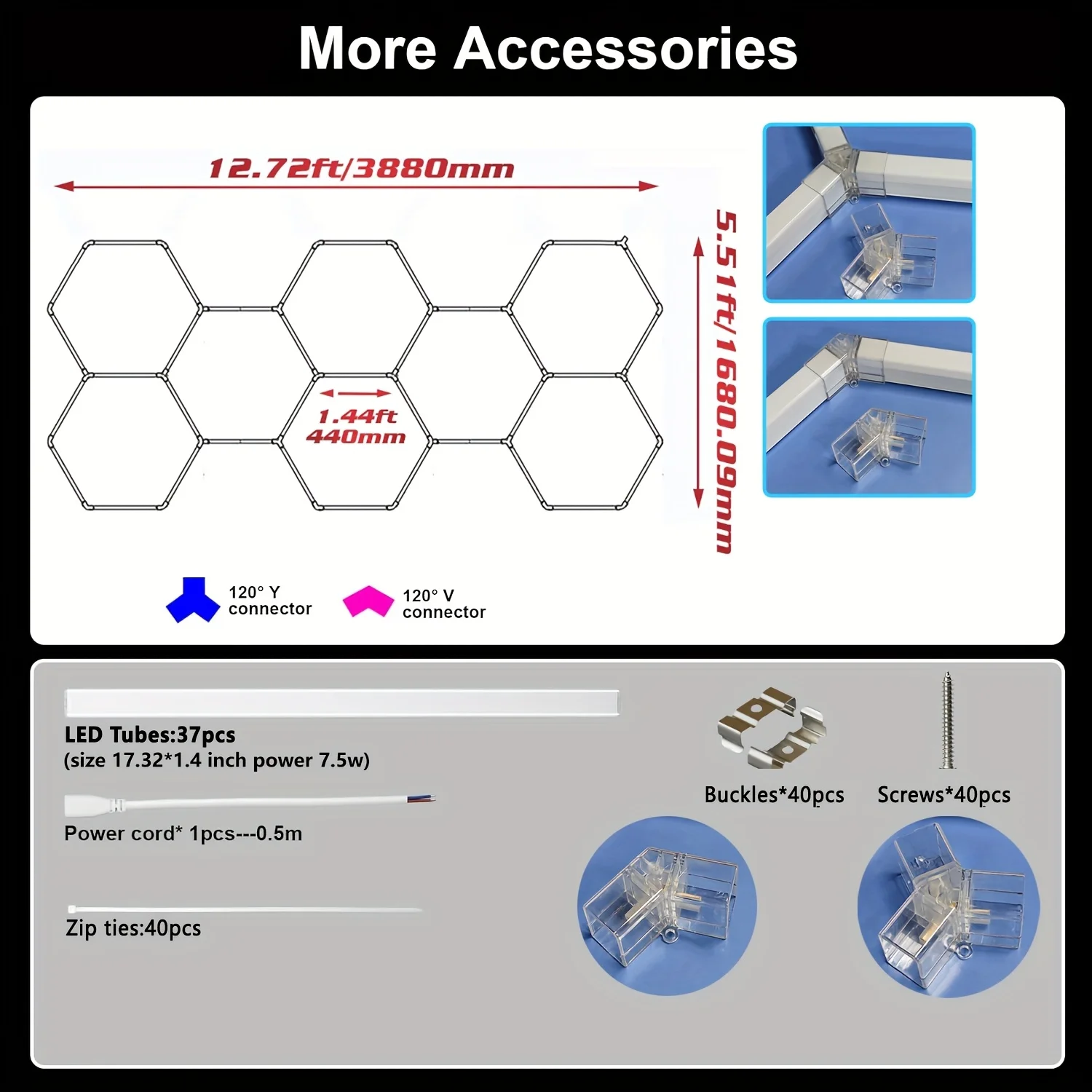 Garage Light Hexagon Lights lamp 110V-240V Led Tube Honeycomb Ceiling Lighting For Auto Car Body Repair Led Workshop Customized