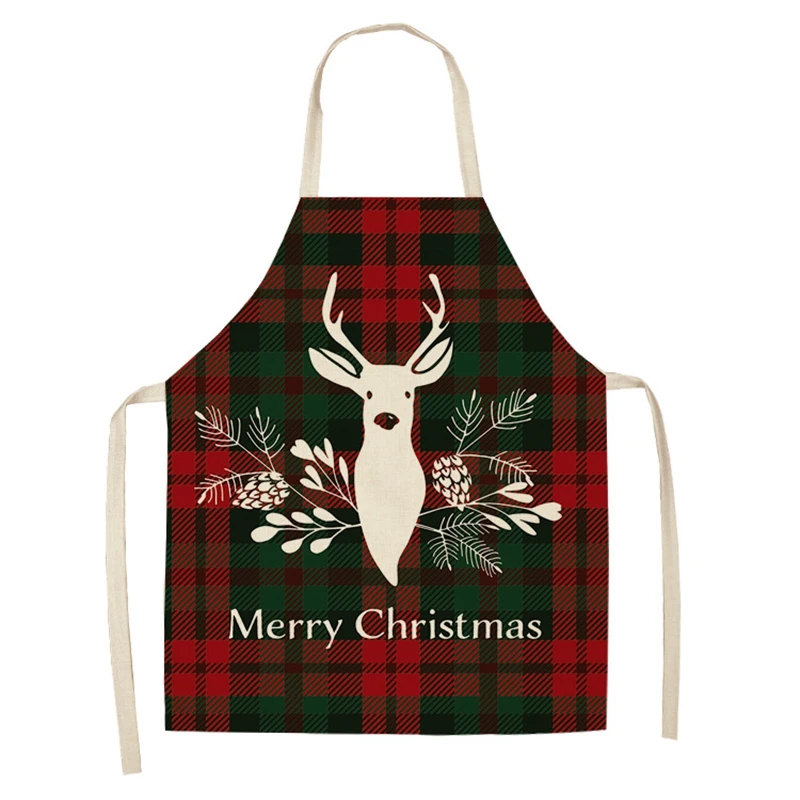 Linen Merry Christmas Apron Ornament Home Kitchen Accessories Natal Navidad 2023 New Year Gift