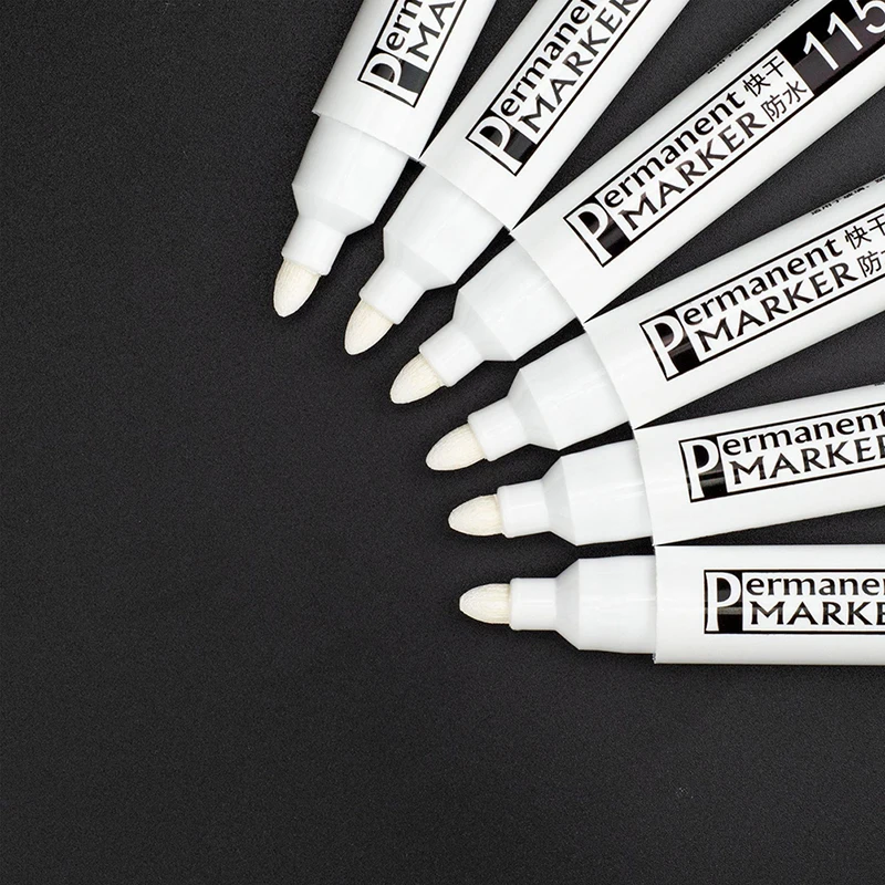 1pc For Metal White Marker Pen Oily Waterproof Plastic Gel Pen Writing Drawing Graffiti Pen Stationery Notebook