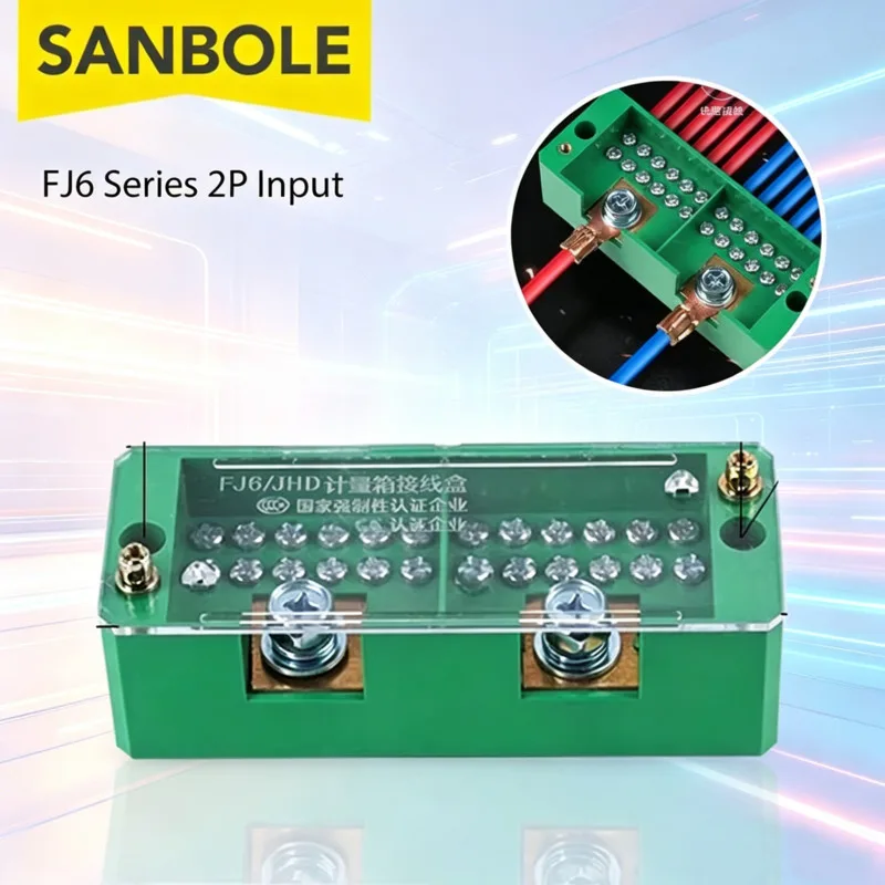 

FJ6 Series Two-in And Multi-out Wire Junction Terminal Block Box High-power Wiring Brass Conductor 660V