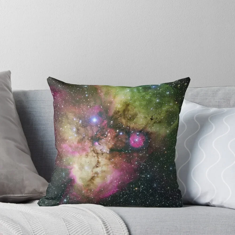 

Skull and Crossbones nebula NGC 2467 and surroundings purple and green stars ESO Space Telescope Picture Throw Pillow