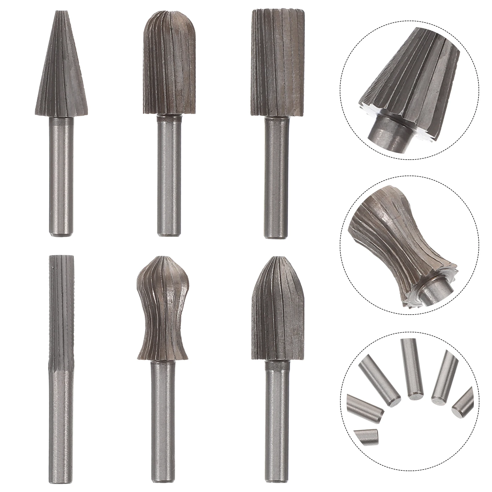 

6pcs Rotary Files Wood Carving Bits Woodworking Tool Set Engraving Milling Drilling Shaping Grooving Carving Files For Diy