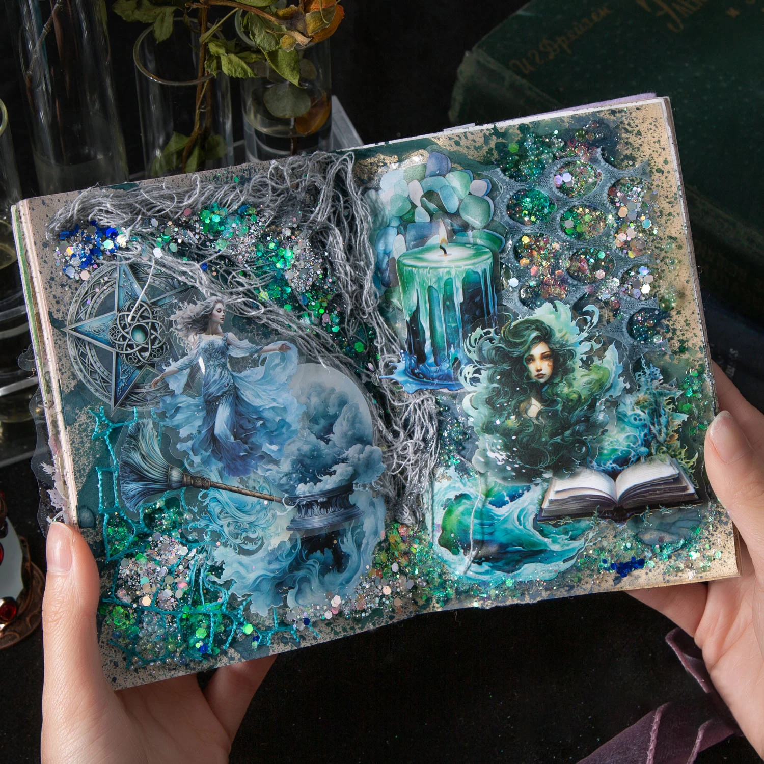 40piece/set Retro PET Stickers Sacred Book Series British Dream Handbook DIY Decorative Material Stickers Witch Theme Collage