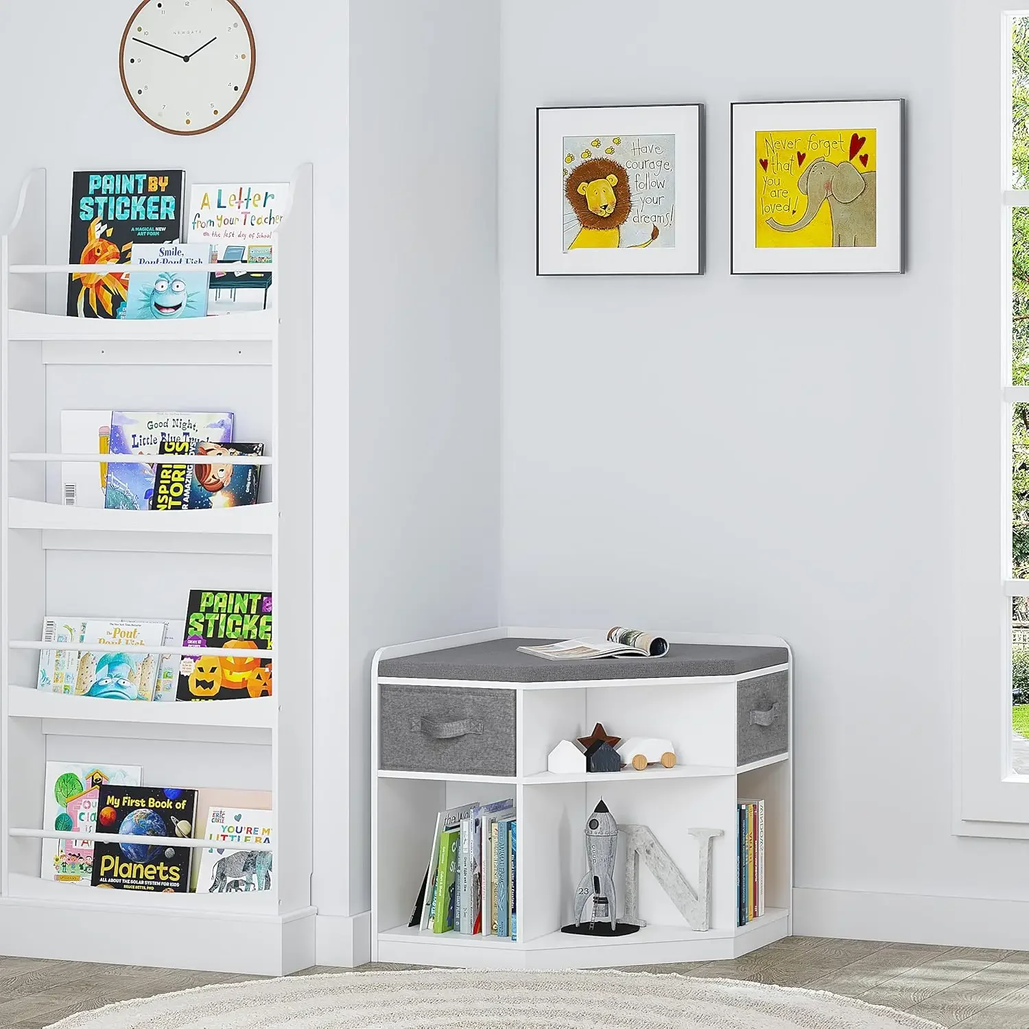 Children's corner reading with storage space, cabinet 6 cubicles for living room, bedroom, ideal gift children