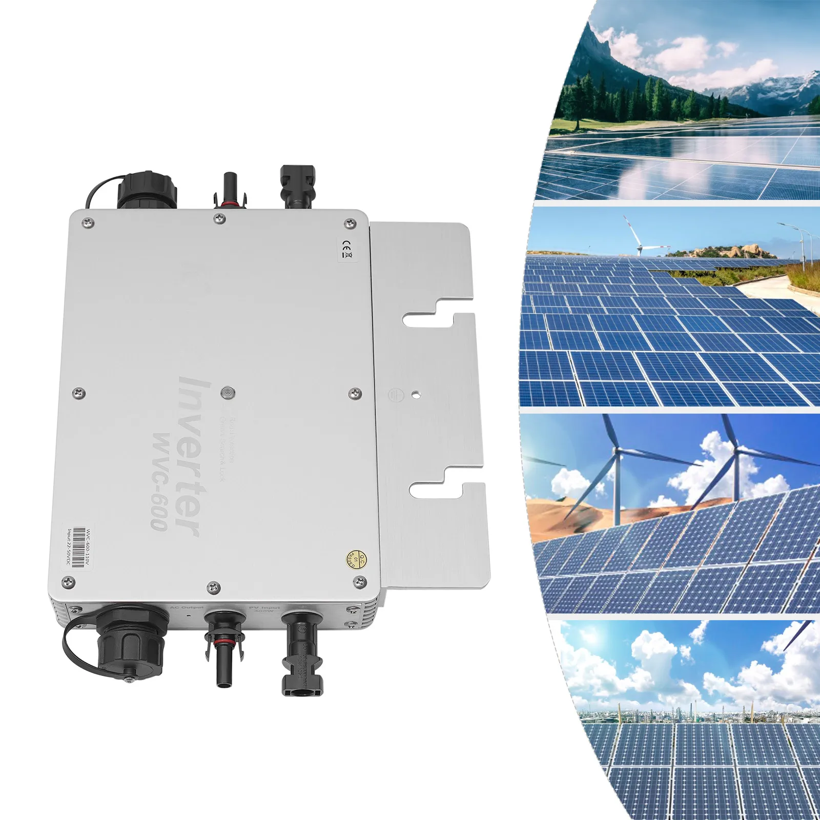 

600W MPPT Solar Grid Tie Inverter DC to AC Micro Inverter 30V& 36V Batteries Aluminum Alloy Powerful for Household Appliances