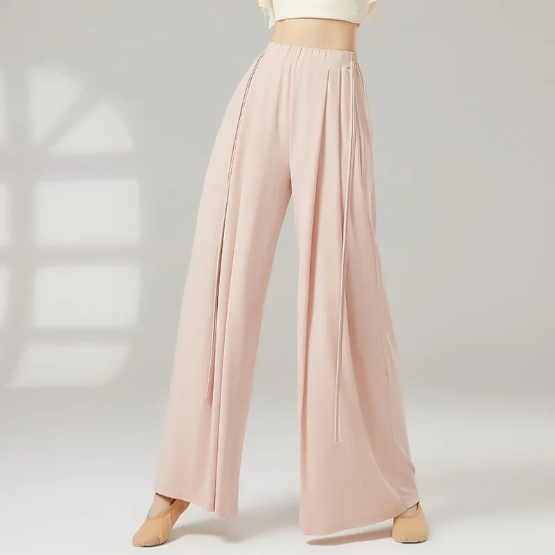 classical-dance-with-straps-on-both-sides-practice-clothes-for-women-elegant-and-loose-wide-leg-pants-modern-dance-folk-danc