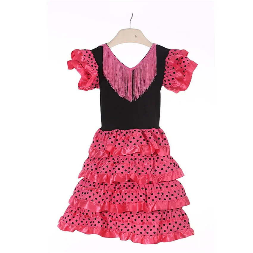 Dance Dress for Girls Traditional Spanish Flamenco Baby Classic Flamengo Gypsy Style Skirt Bullfight Festival Ballroom Red