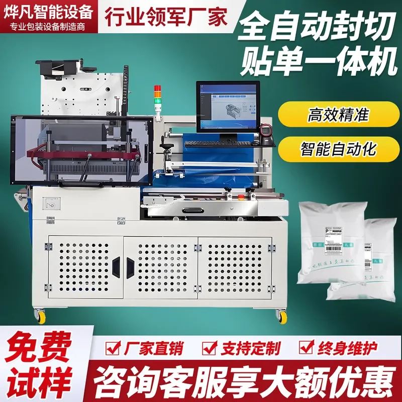 Automatic sealing, cutting and sticking single machine Express bag sealing and cutting machine Apparel and footwear hardware