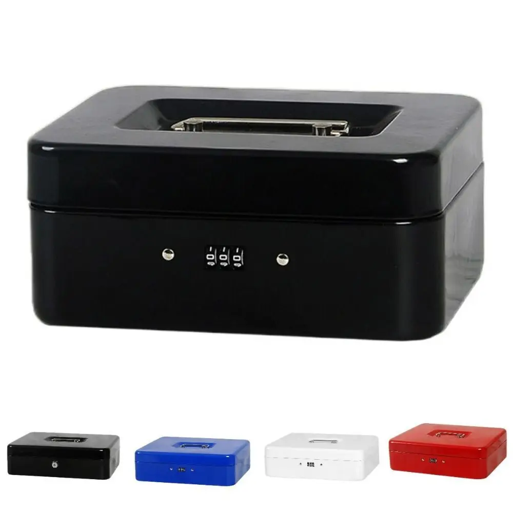 Small/Large Locking Cash Box Safe with Combination Lock Lock Storage Box Double Layer Key Lock/ Password Metal Money Box Office