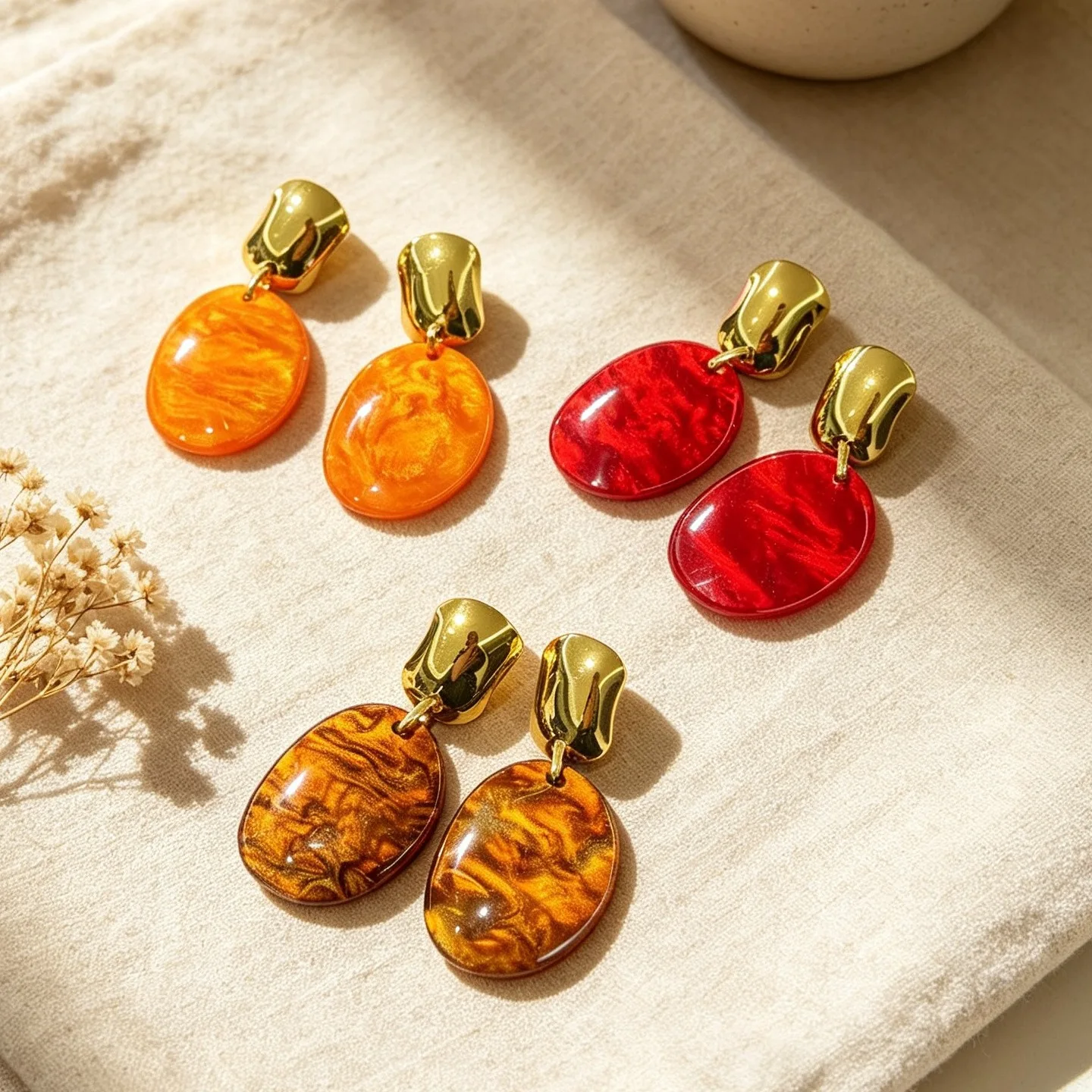 Big Statement Oval Shaped Resin Dangle Earrings For Women Creative New Autumn Winter Fashion Jewelry Wholesale