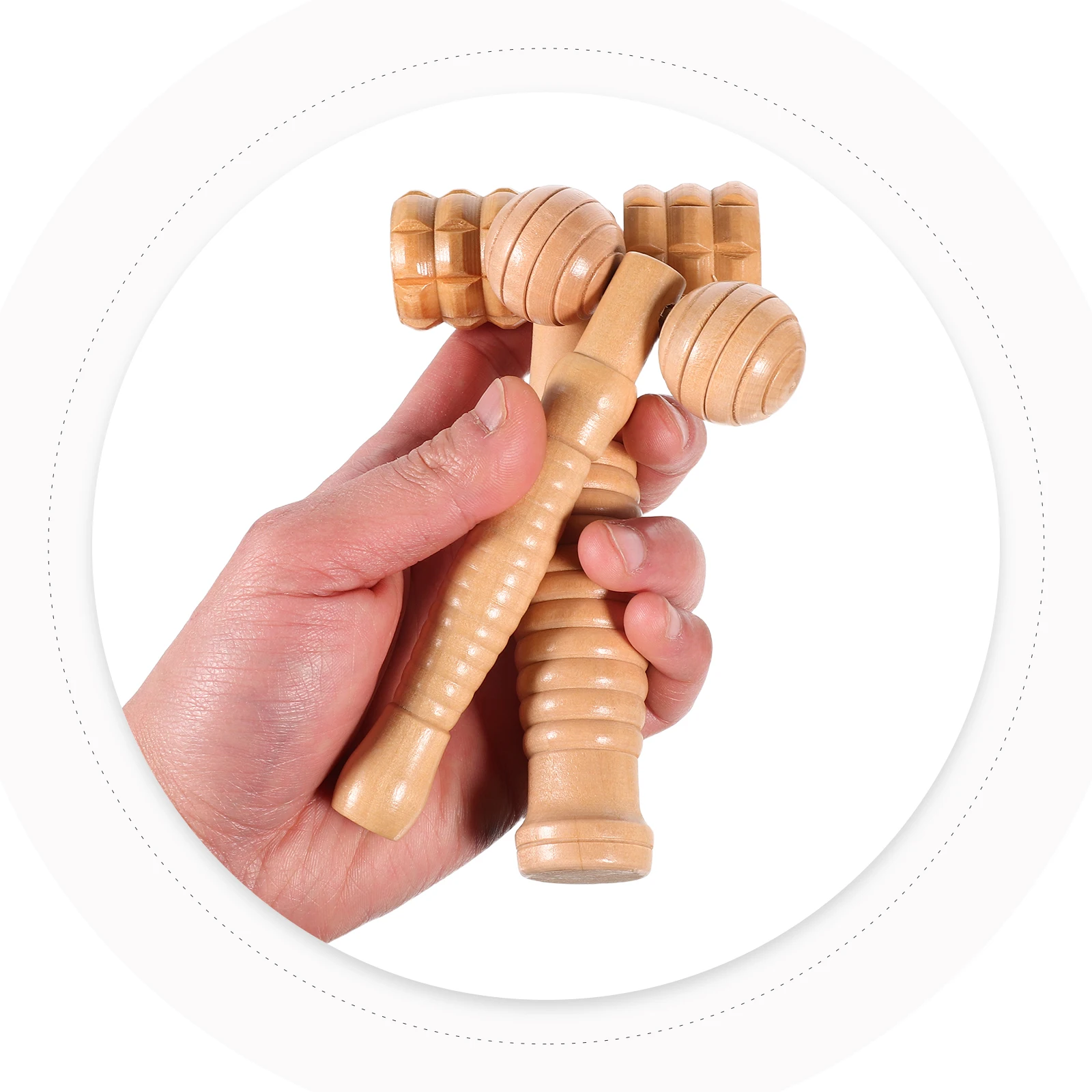 

2 Pcs Wooden Massager Hand Roller for Muscles Meridian Handheld Acupressure Body Manual