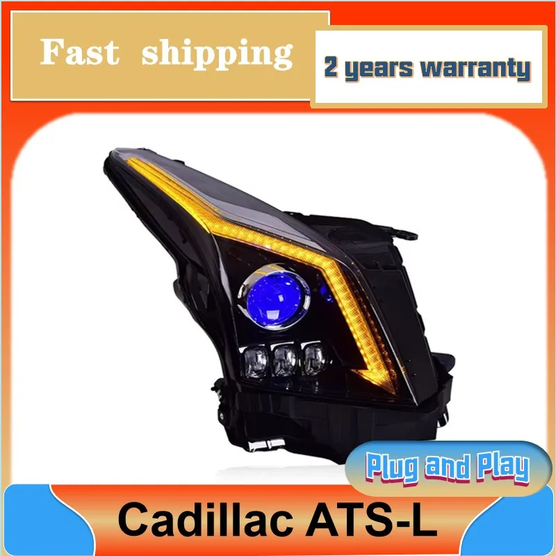 Car Styling for Cadillac ATS Headlamp 2014-2017 GTR Headlight ATS-L ATSL DRL Turn Signal Low High Beam Projector Lens