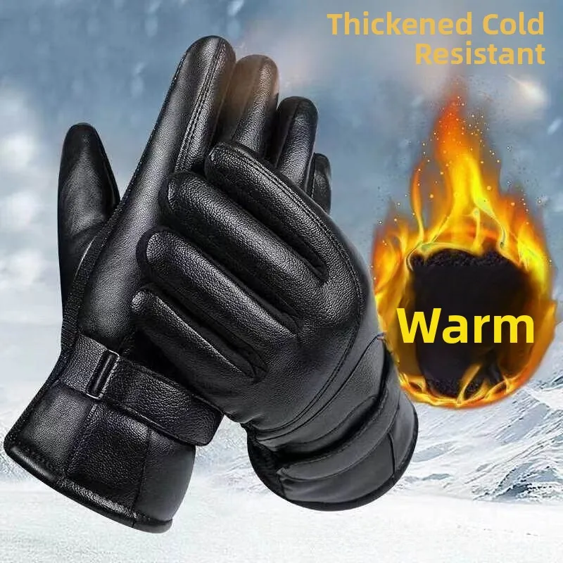 

Кожаные перчатки Thiened Fce для езды на мотоцикле, ветрозащитные, водонепроницаемые, теплые зимние перчатки для велоспорта...