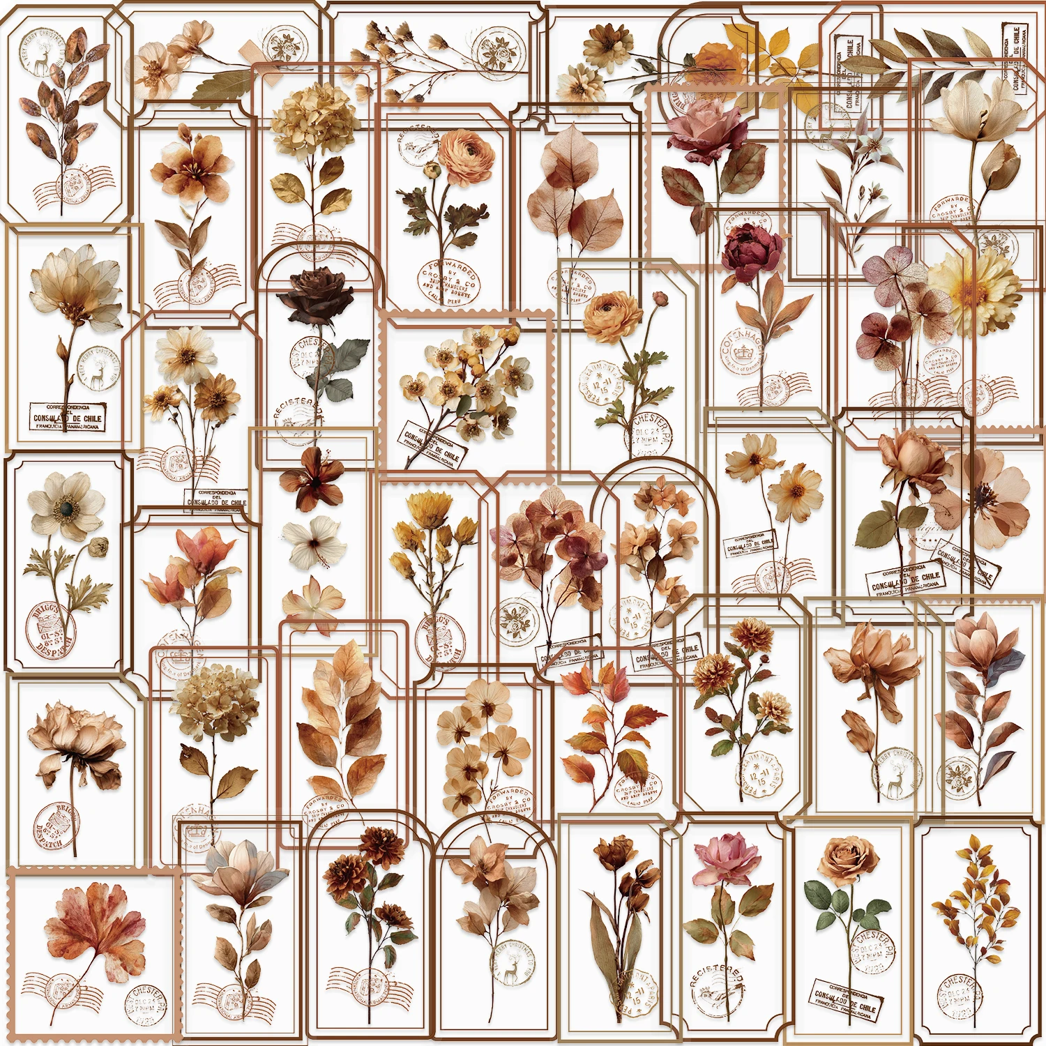 50 pçs flor planta adesivos criatividade estética decorativa mão conta diário decoração suprimentos etiqueta pet adesivos crianças brinquedos