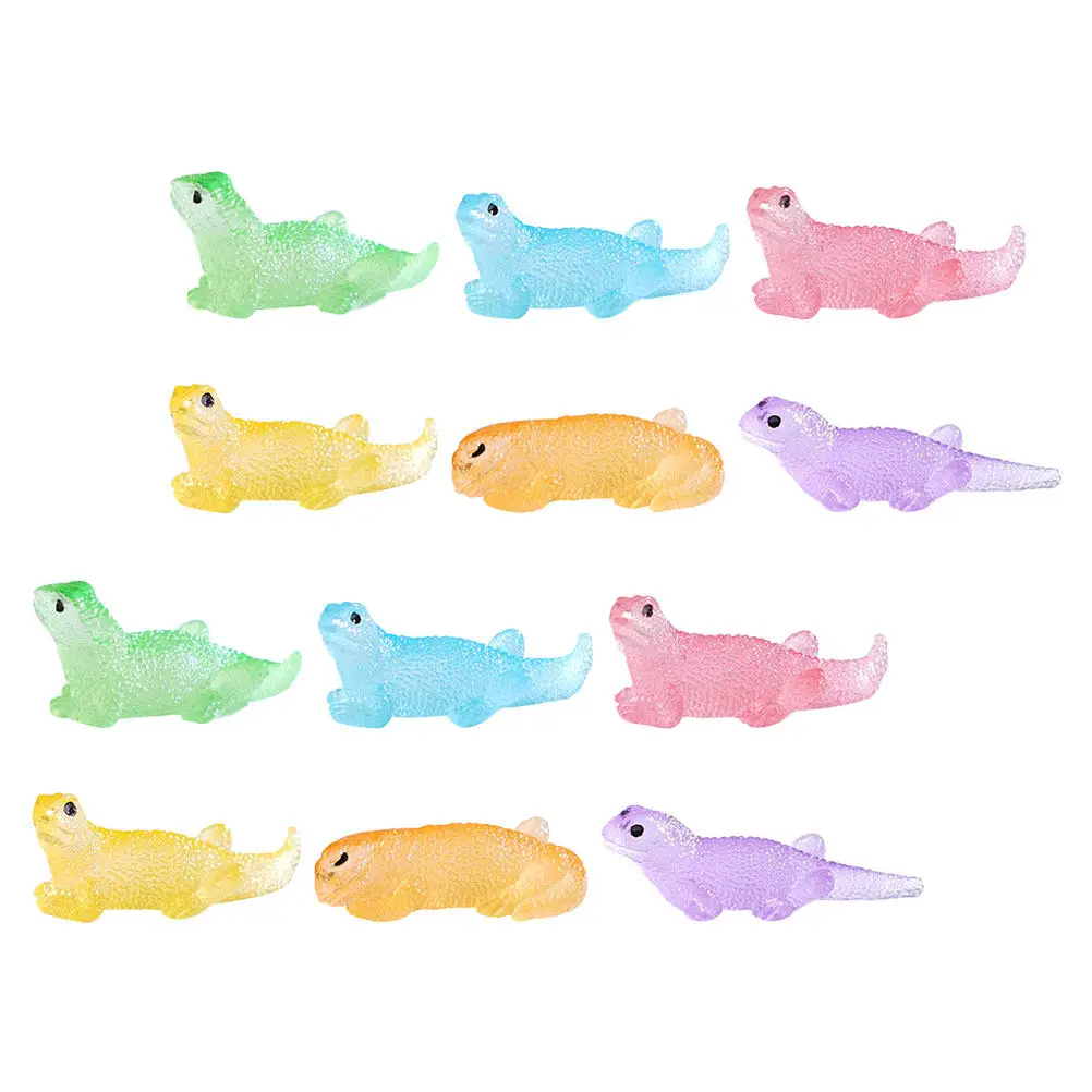 

12Pcs Luminous Mini Resin Lizard Statues Whimsical Tiny Reptile Decor for Indoor Outdoor Garden Balcony Study Room Fairy