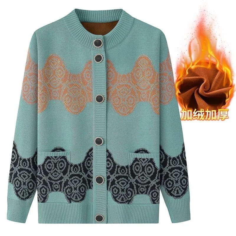 

Новый женский сшитый модный свободный универсальный повседневный вязаный кардиган с круглым вырезом и пуговицами