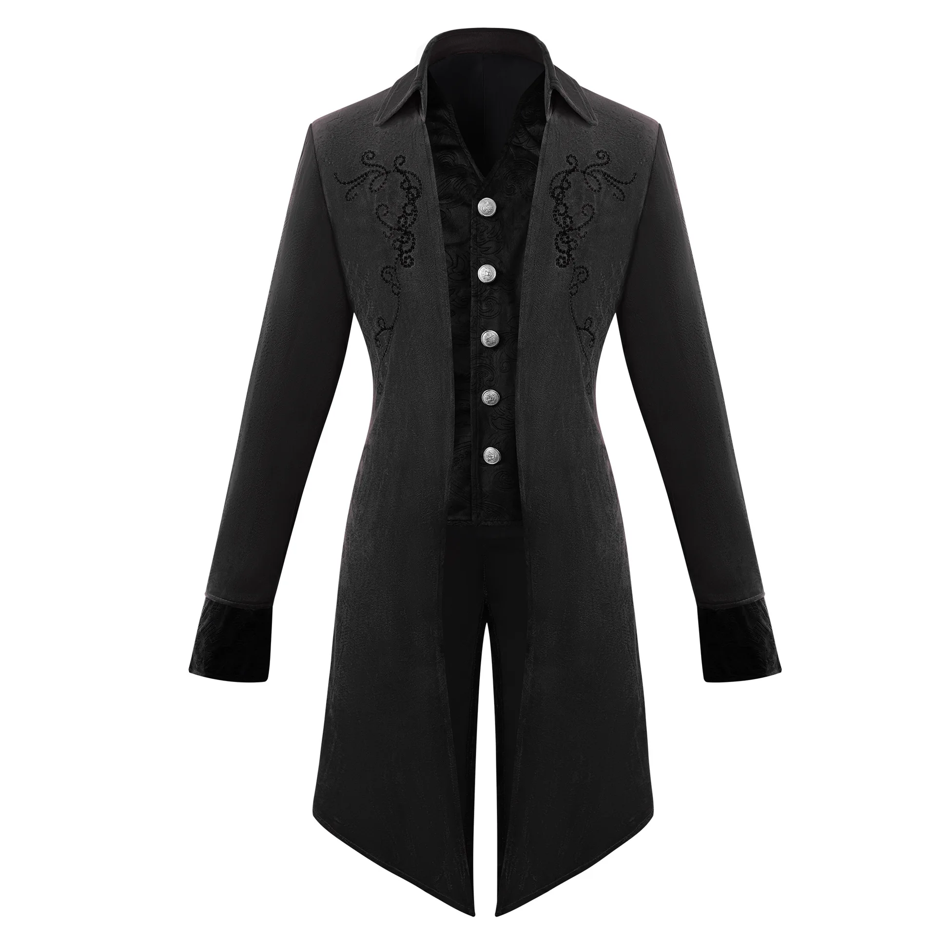 Halloween Medieval Cosplay Men's Jacket Coat Steampunk Gothic Tailcoat Vintage Victorian Tuxedo Stage Performance Clothing view 4