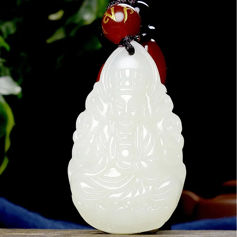 Hotan Jade Buddha Pendant - Guardian Deity Zodiac Signs Of Sheep And Monkey - Dainiyu Tathagata