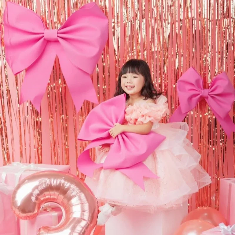 

Элегантное розовое платье для дня рождения для маленьких девочек на весну/лето, элегантное сетчатое платье с маленьким цветочным узором для маленьких девочек, детское/малыша