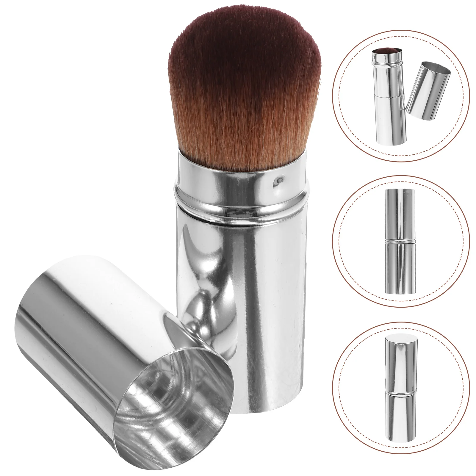 Foundation Makeup Applicator Brush Set Retractable Metal Blush Powder Travel Mascara