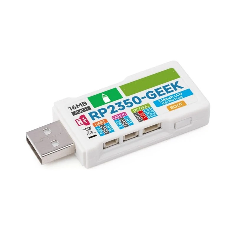 RP2350-GEEK Development Board, Based On RP2350 Microcontroller, With 1.14Inch 65K Color LCD, USB Debugging Downloader