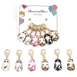 1Set(6 pezzi) pennarelli per cuciture a gatto smaltati pennarelli per punto a maglia accessori per maglieria all'uncinetto placcati in oro animale 4.5cm X 1.4cm