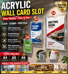 Acrylic card slot wall mounted sign rack transparent price display rack school office home store restaurant plastic A4/A5/A6