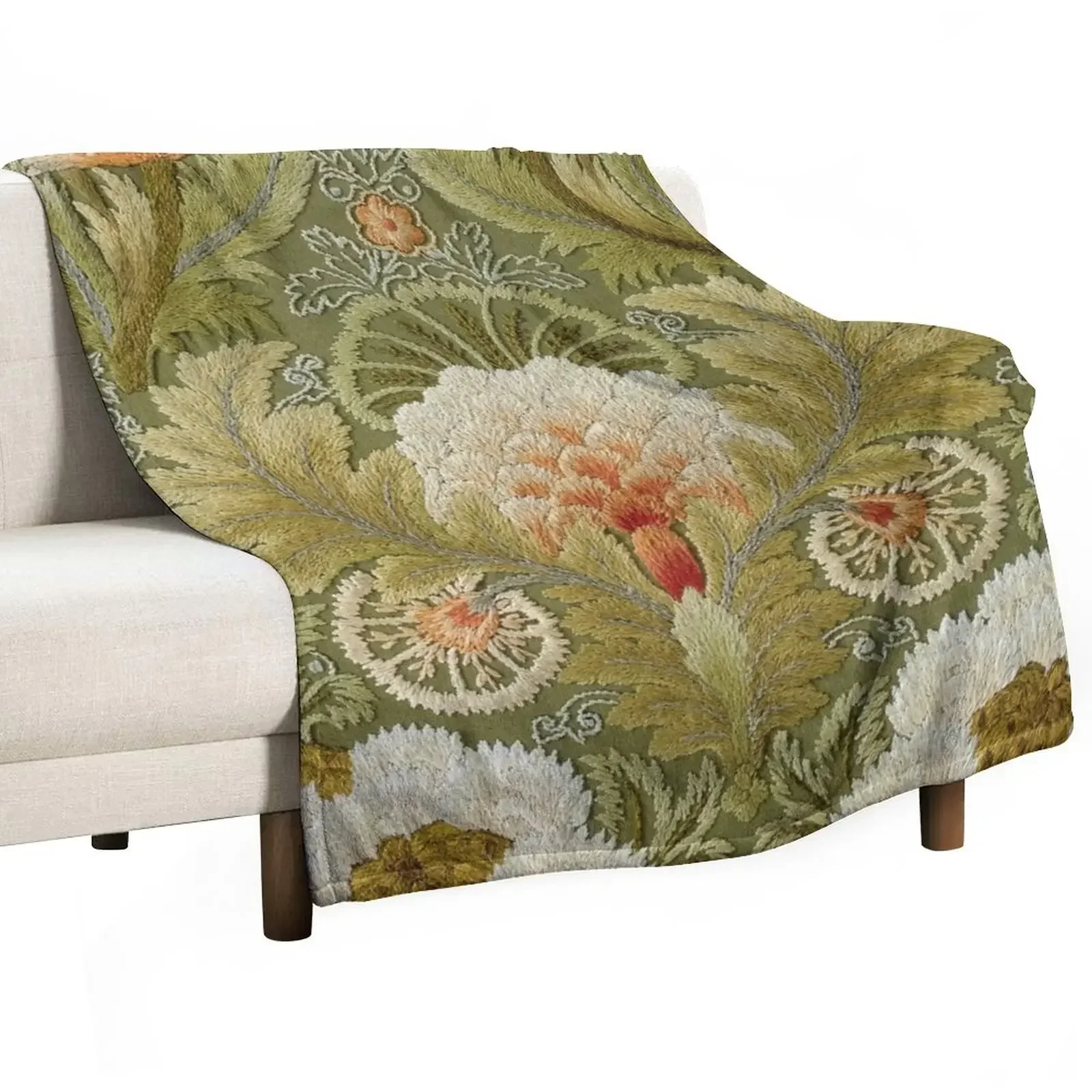 

Silk Embroidery with Flowers and Leaves Throw Blanket Flannel Blankets Sofas Of Decoration Luxury Brand Softest Blankets