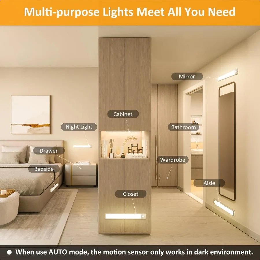 Sob a barra de luz de iluminação do armário 12 polegadas branco quente 3Pack