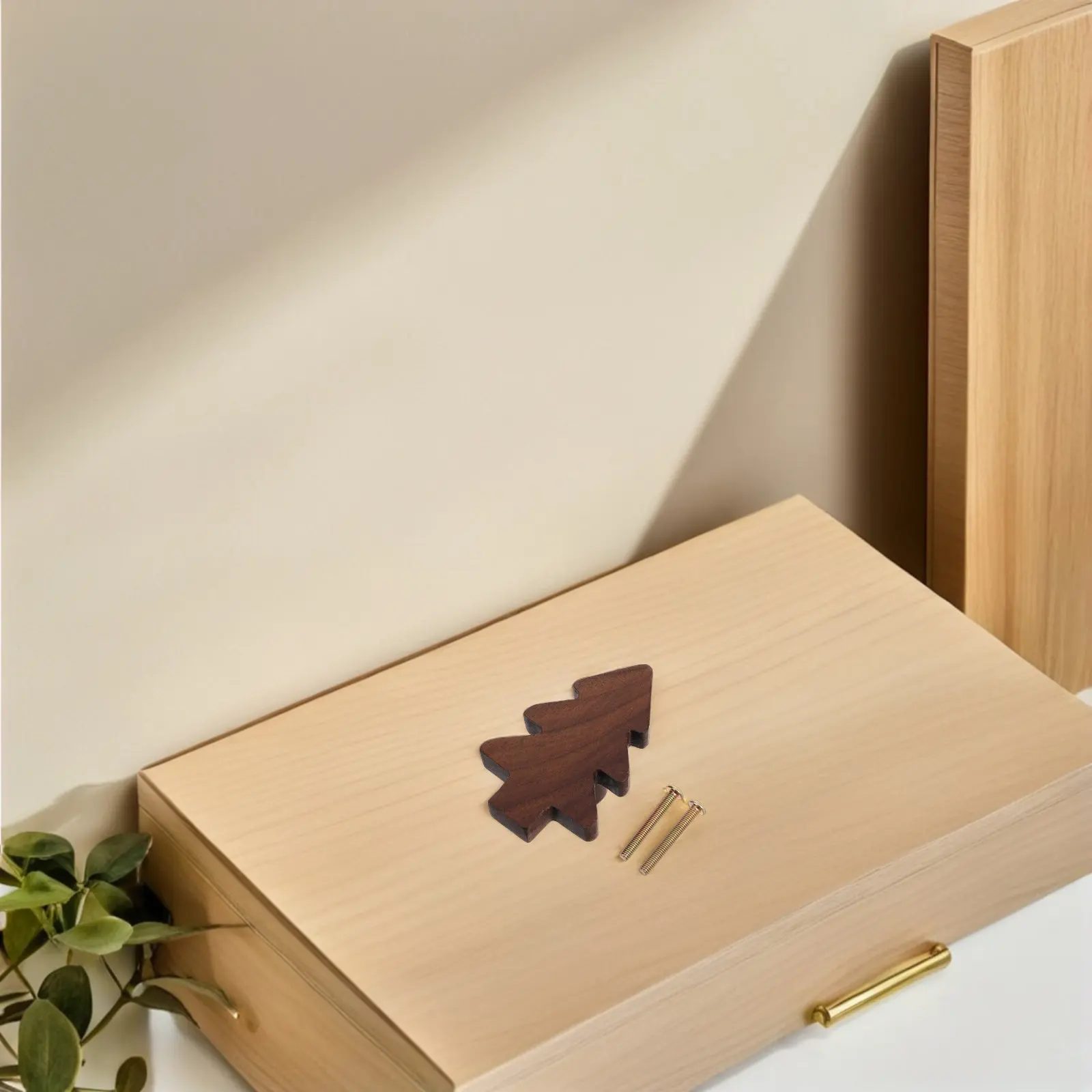Wood Cabinet Knobs Christmas Tree Design Natural Wood Dresser Pulls Holiday Home Decor Child Safe Easy Install Furniture