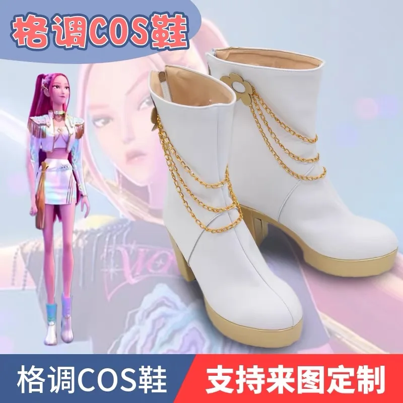 

Mira Huntrix WHAT IT SOUNDS LIKE Stage Rumi Mira Zoey Shoes Movie Kpop Demon Hunters Косплей Белые туфли 코스프레