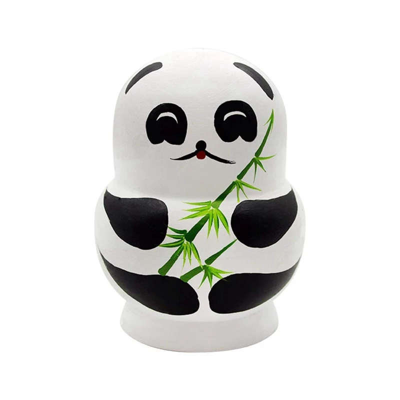 10 Layers Stackable Nesting Doll Set Cute Panda Design Matryoshka Toy Wooden 1Set