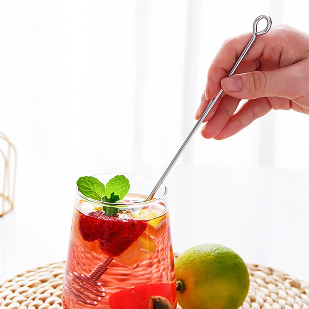 

2Pcs Stainless Steel Honey Dipper Sticks Ergonomic Grip Cocktail Bar Spoon Multi-Function Stirrer Kitchen Tool