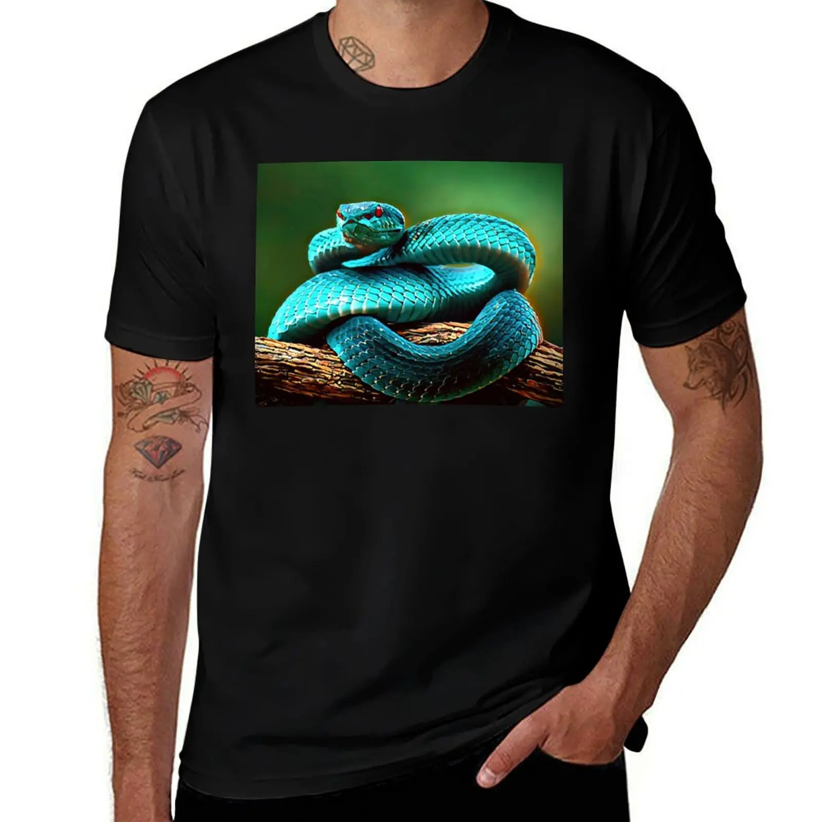 Blue Viper (Snake) T-Shirt Large Size Basic Casual T-Shirt