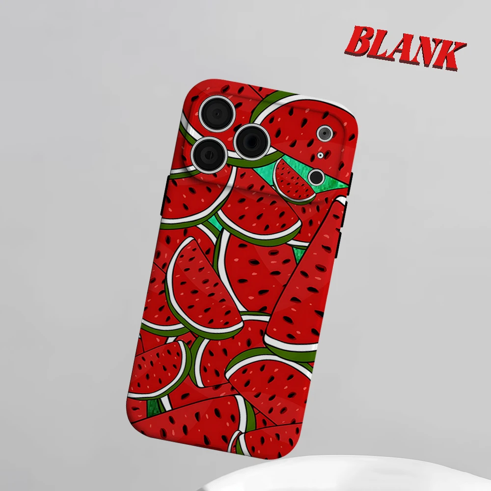 

Cartoon Watermelon 2-in-1 Phone Case For iPhone 17 16 15 14 13 Pro Max Air 16e INS Flower Hard PC Bumper Cover Coque