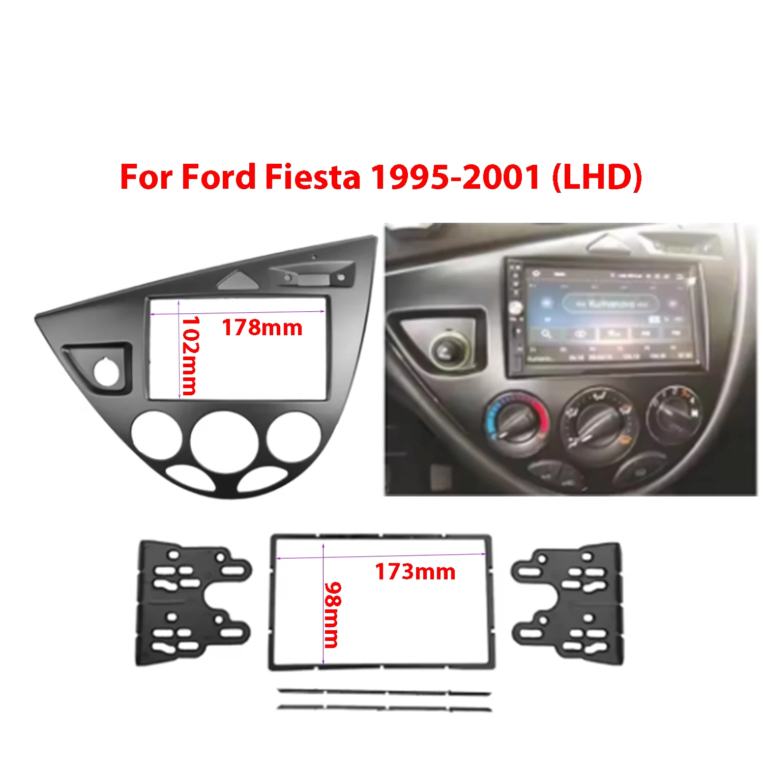 

2Din 7 INCH Radio Fasica for Ford Fiesta 1995-2001 Focus 1998-2004 Stereo Panel Trim Kit Face Frame Refitting Installation