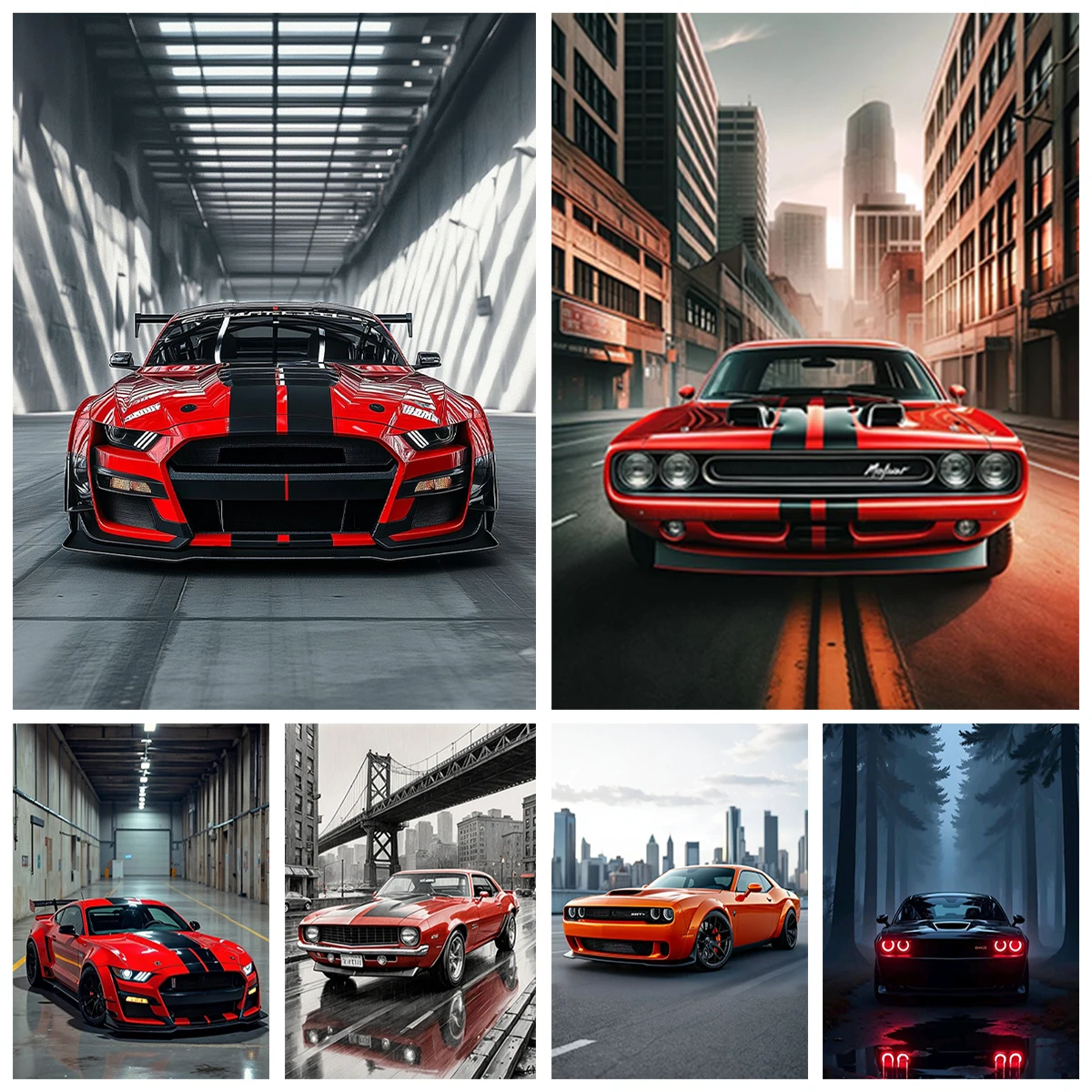 DIY American Muscle Car Poster Diamond Painting Car-themed Image 5D Diamond Embroidery Modern Home Wall Decor Man Boy Gift
