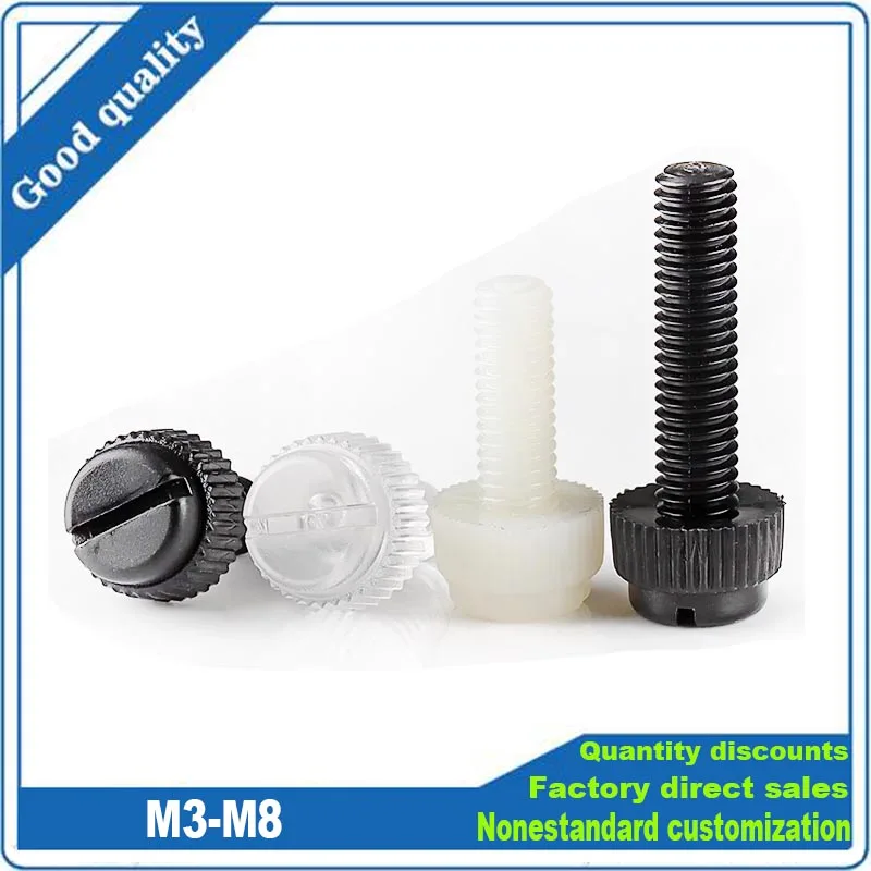 

10/20Pcs M3 M4 M5 M6 M8 Acrylic Clear Transparent Nylon PA66 White Black Plastic Knurl Slotted Head Toolless Thumb Bolt Screw