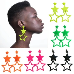 Star Earrings for Women Neon Color Hollow Star Dangle Earrings Sparkle-Star Drop Earrings Jewelry Gift Valentines Day