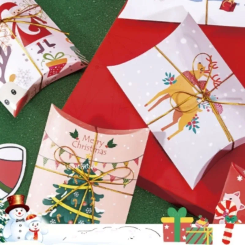أكياس هدايا عيد ميلاد سعيد مع مقبض سانتا كلوز الغزلان نمط الورق المقوى حقيبة يد عيد الميلاد كاندي كوكي أكياس تغليف الهدايا
