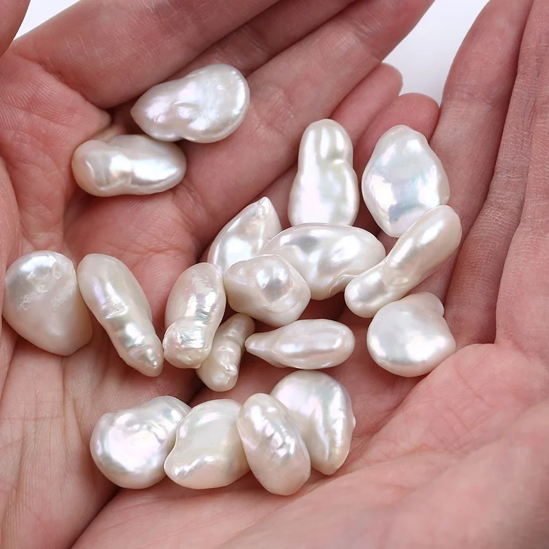 

Natural White 20*12mm Freshwater Coin Keshi Loose Pearls Beads For Jewelry Making