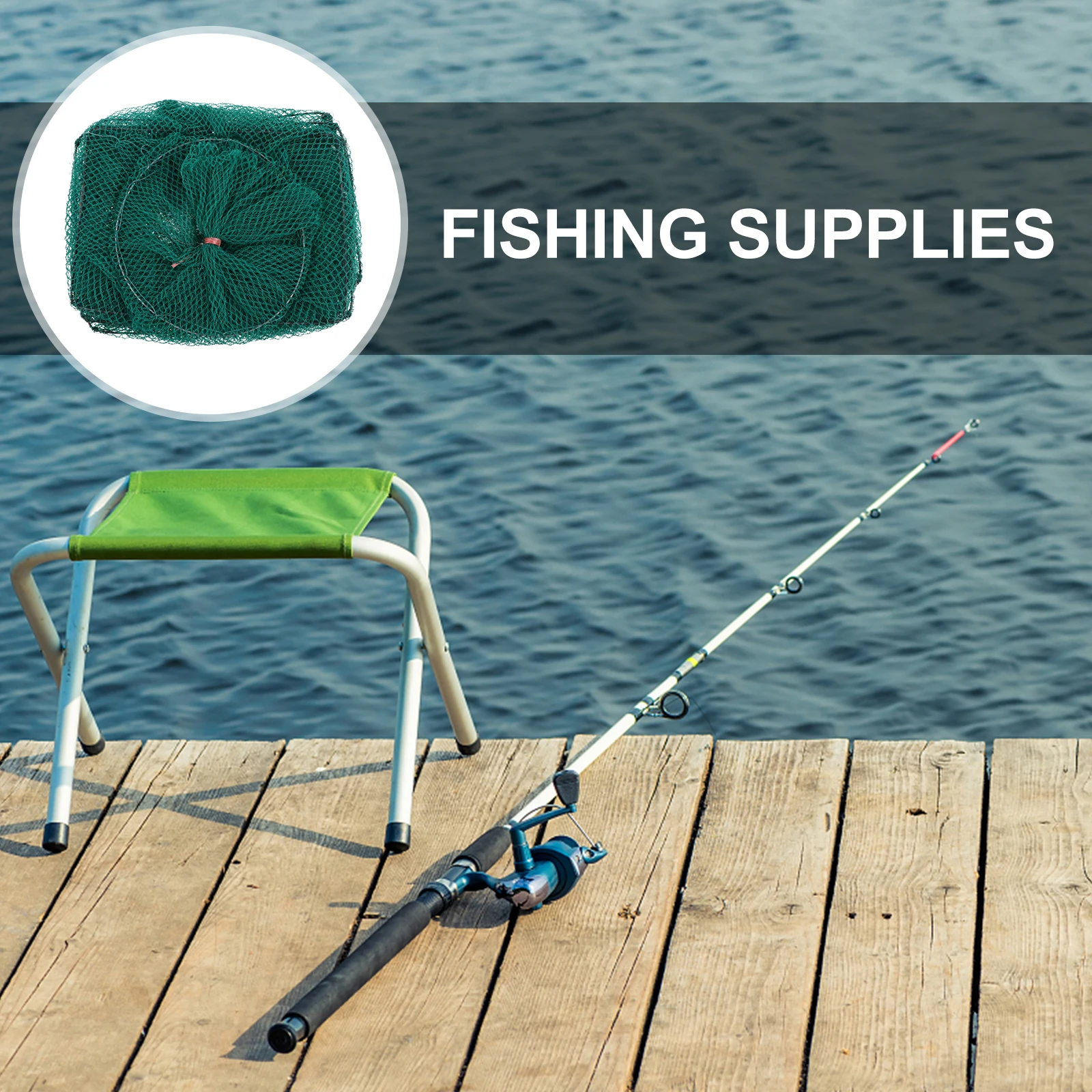 

1pc Fishing Cage Premium Nylon Foldable Long Length Deep Water Crab Lobster Shrimp Fish Trap Net Portable Fishing Supplies