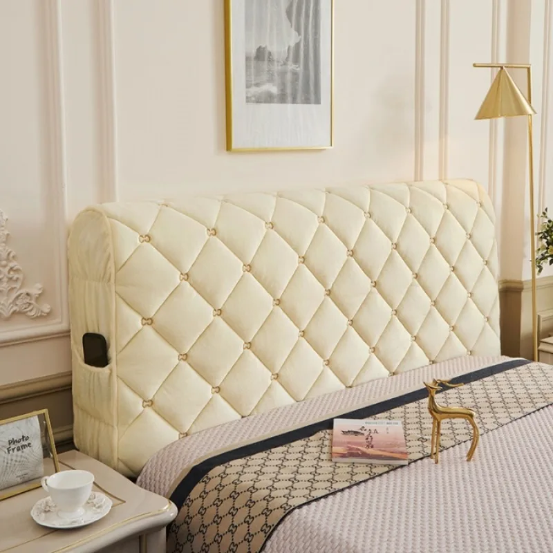 Luxury anti-collision thickened cotton clip embroidery stitching full package headboard cover, machine washable dust cover