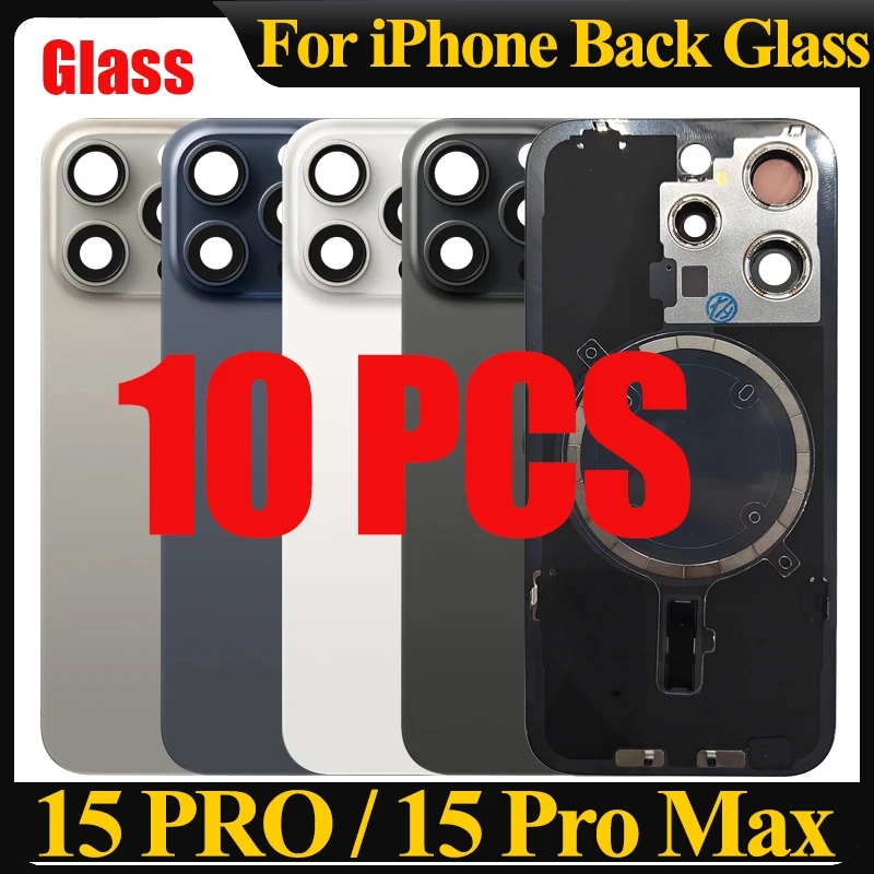 10PCS 2 in 1 For iPhone 15 Pro Max Back Housing Cover Battery Glass 15 Pro Rear Door Chassis Frame Bezel Metal Plate