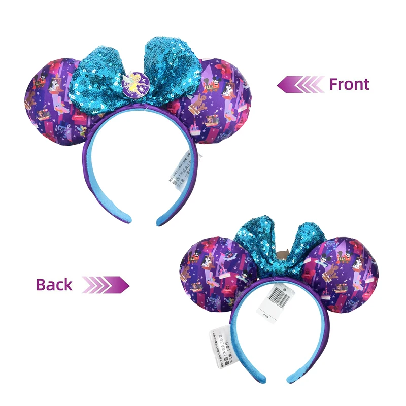 2024 Disney Mickey Ears Headband Tinker Bell Fairy sequins Minnie Headband Jack Cosplay Hairband Disneyland Letter Headband Gift