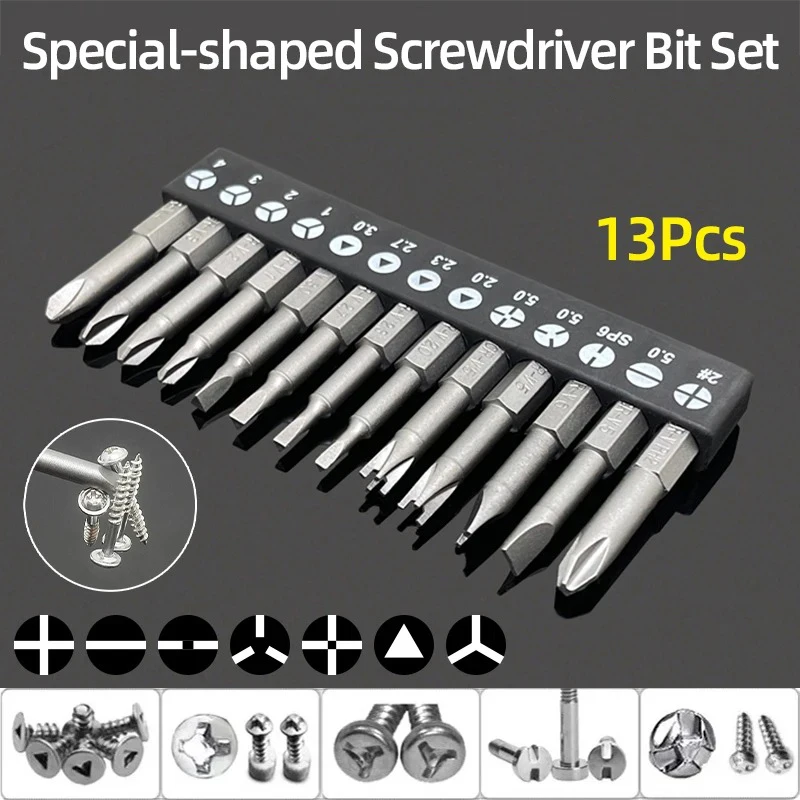 Magnetic Screwdriver Set 1/4 Inch Hex Shank Y U Triangle Inner Cross Special-shaped Screw Driver Electric Drill Tool Accessories